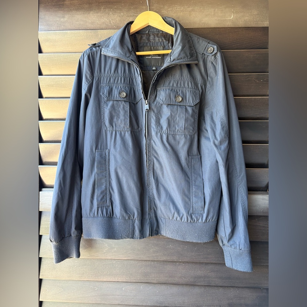 Marc Anthony Men's Small Navy Blue Windbreaker Bomber Jacket